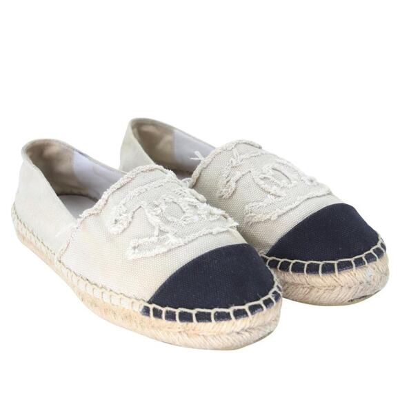 Chanel Espadrille 38 Cc Raw Canvas Woven Flats CC-0508N-0168 - Picture 5 of 11